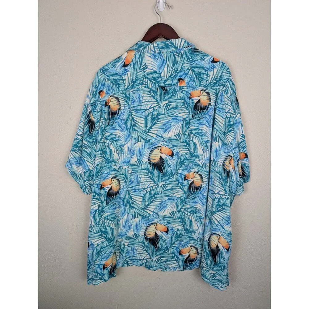 Silk Hawaiian Tropical Toucan Bird Shirt Size 4XB